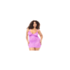 Babydoll grande taille dentelle violette et string 